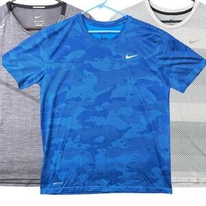 Nike Dri-FIT Men's Running T-Shirt Bundle XL/L Blue Gray White